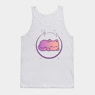 Cute Cat Kitten Kitty in Space Galaxy Tank Top